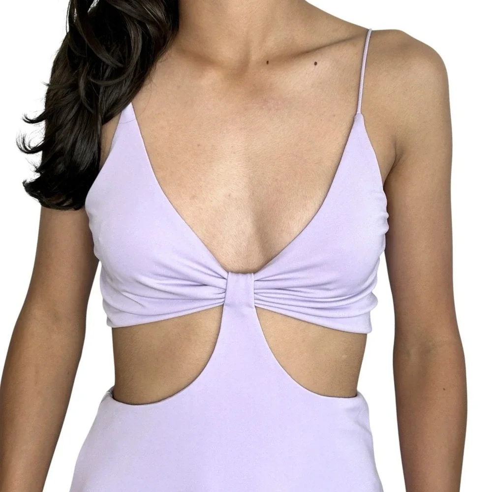Alice + Olivia Havana Babydoll Cutout Dress Sz‎ 4 Going Out Mini Cocktail Purple